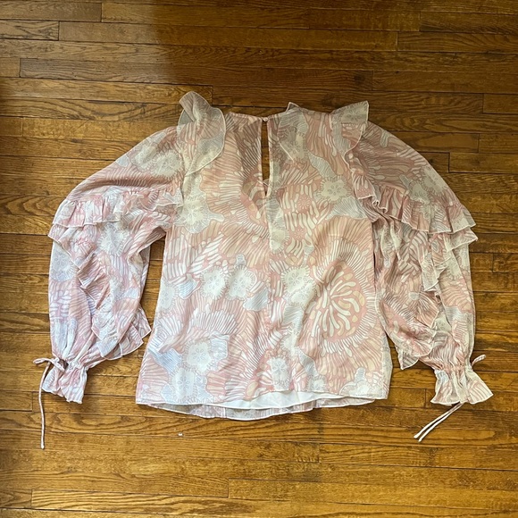 Ted Baker Siela Abstract Print Ruffle Blouse | Size 1 - Picture 6 of 9